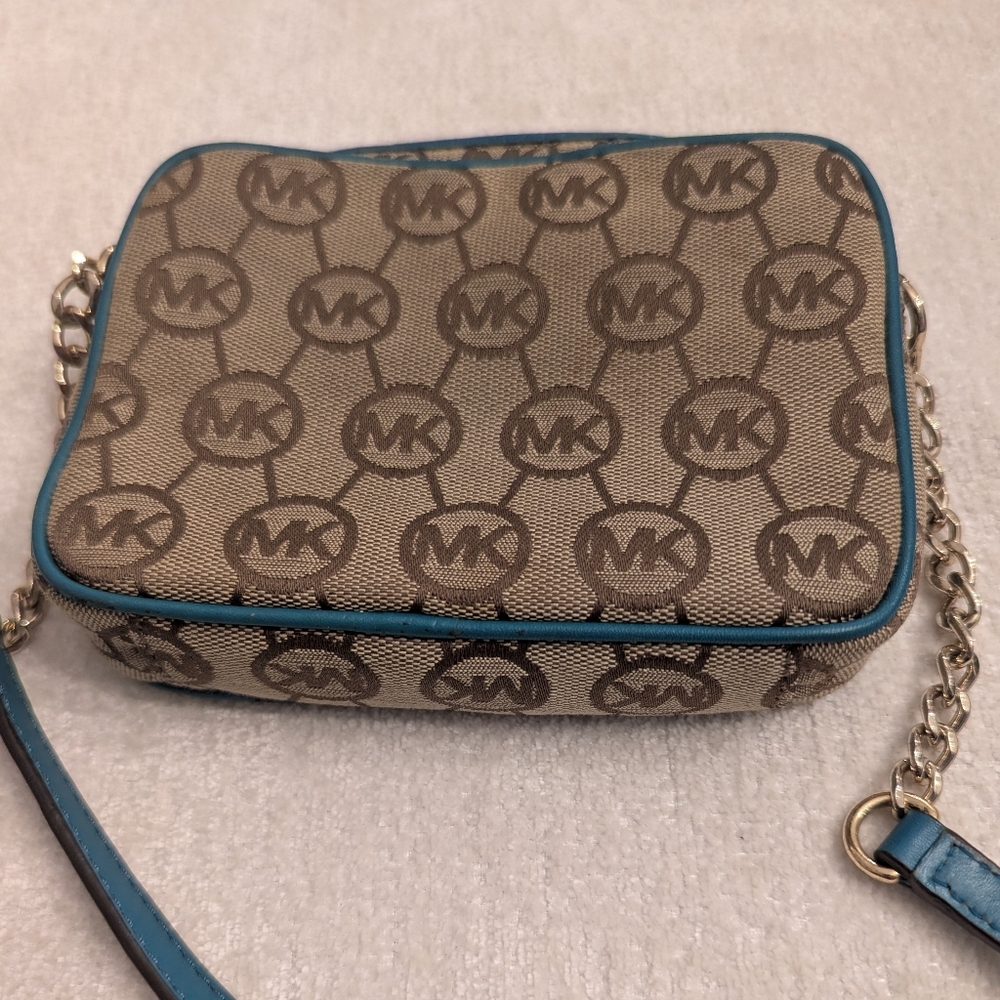 Michael Kors Tan and Teal Crossbody Bag - Picture 8 of 8